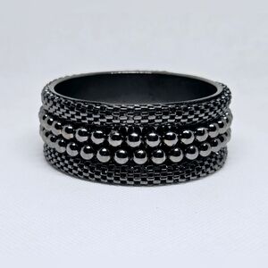 Black Metal Popcorn Texture Statement Bangle Bracelet Edgy Goth
